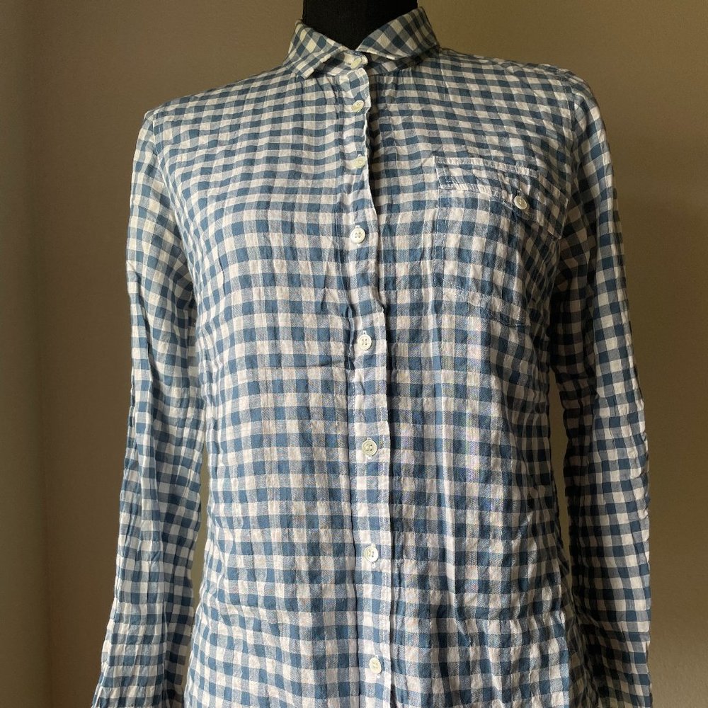 J.CREW Navy + White Seer-suckered Gingham